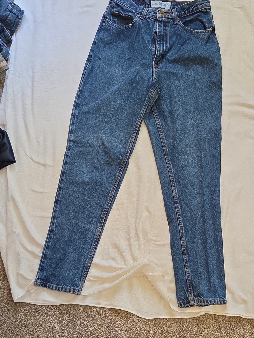 L.A. Blues Women's Blue Denim Straight Classic Fit Jeans 5-Pocket Button